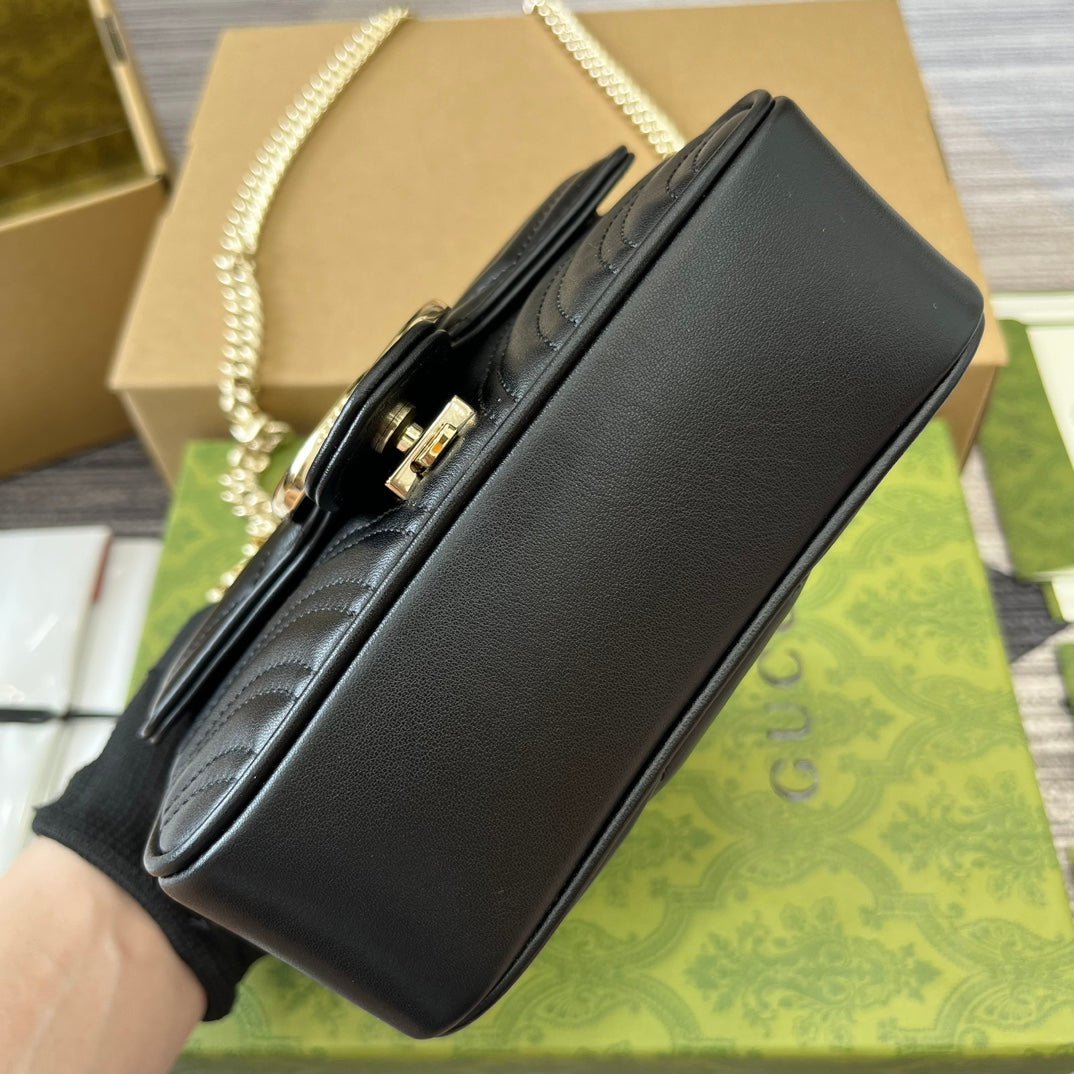 {Style No: 9NVYOLV7} GG MARMONT 13 MINI TOP HANDLE BAG BLACK CALFSKIN - Image 9