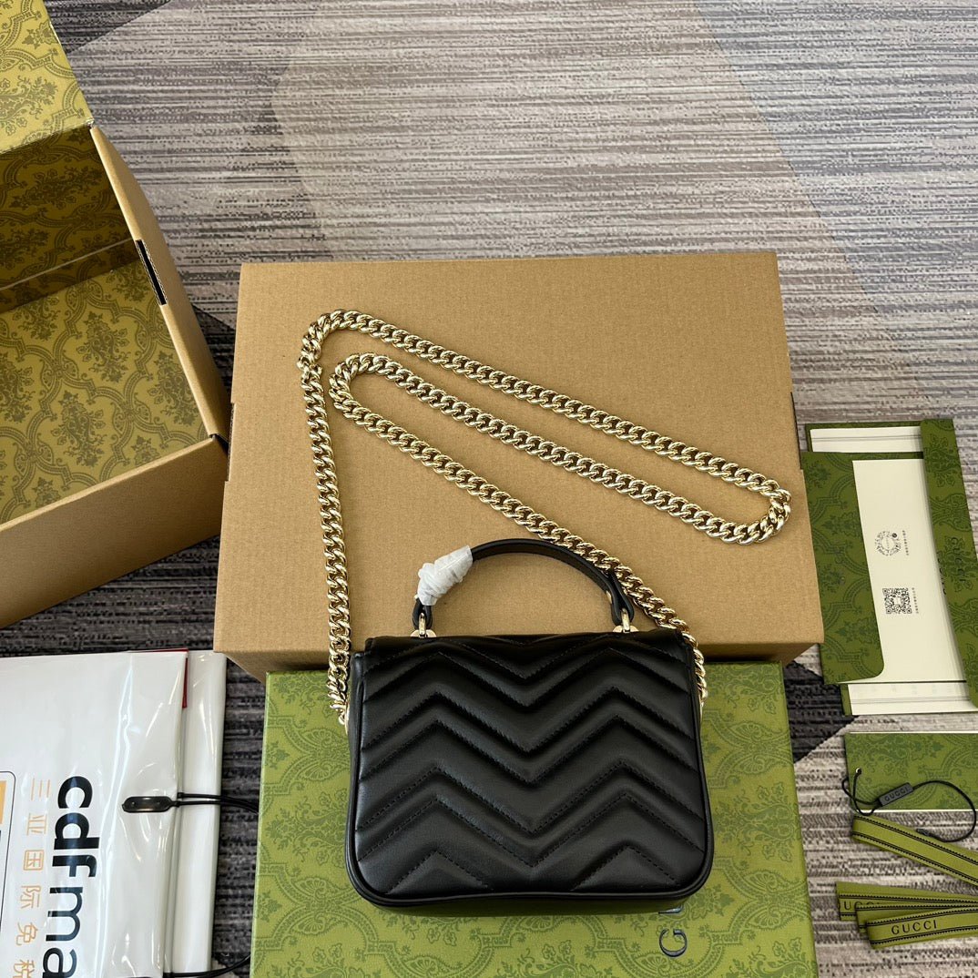 {Style No: 9NVYOLV7} GG MARMONT 13 MINI TOP HANDLE BAG BLACK CALFSKIN - Image 2