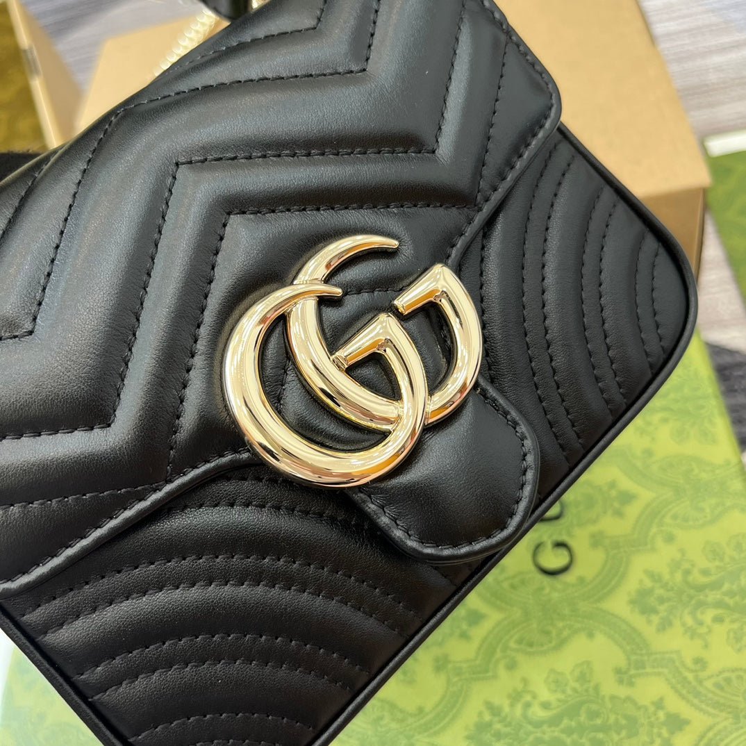 {Style No: 9NVYOLV7} GG MARMONT 13 MINI TOP HANDLE BAG BLACK CALFSKIN - Image 5
