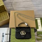 {Style No: 9NVYOLV7} GG MARMONT 13 MINI TOP HANDLE BAG BLACK CALFSKIN