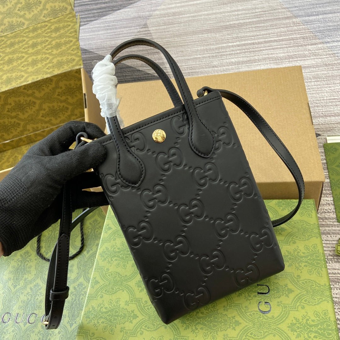 {Style No: X9APXVTW} GG 20 SUPER MINI BAG WITH STRAP IN BLACK CALFSKIN - Image 2