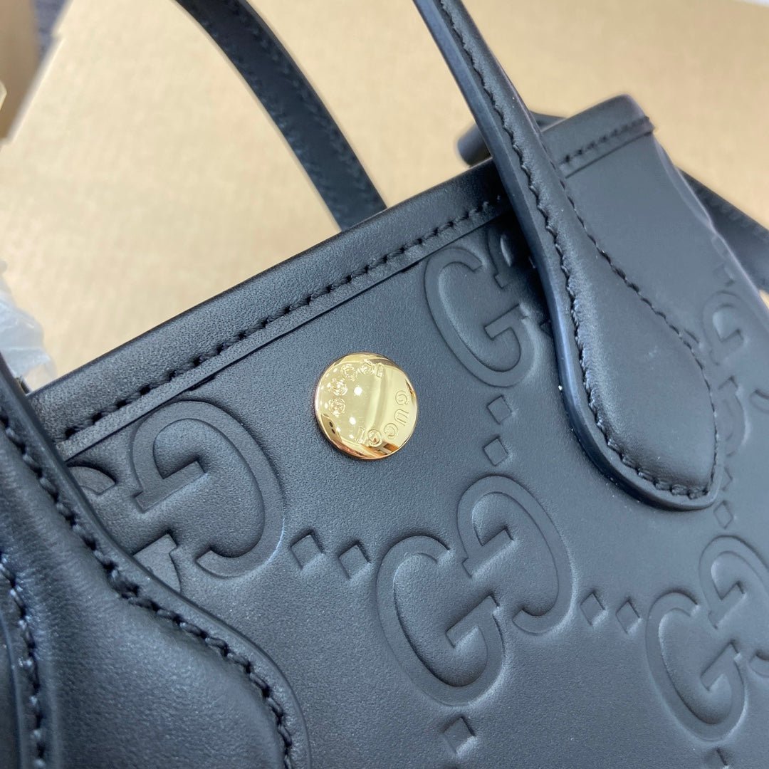 {Style No: X9APXVTW} GG 20 SUPER MINI BAG WITH STRAP IN BLACK CALFSKIN - Image 9