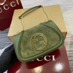 {Style No: JYR5HOYL} BLONDIE MINI SHOULDER BAG 21 IN JUNIPER GREEN CALFSKIN AND SUEDE GOLD HARDWARE
