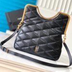 {Style No: L2EYX8AA} 26 BLACK SHEEPSKIN WITH GOLD BUCKLE BAG