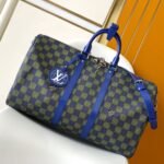 {Style No: EZYY8GL4} KEEPALL BANDOULIÈRE 50 IN BLUE GREEN DAMIER HERITAGE COATED CANVAS