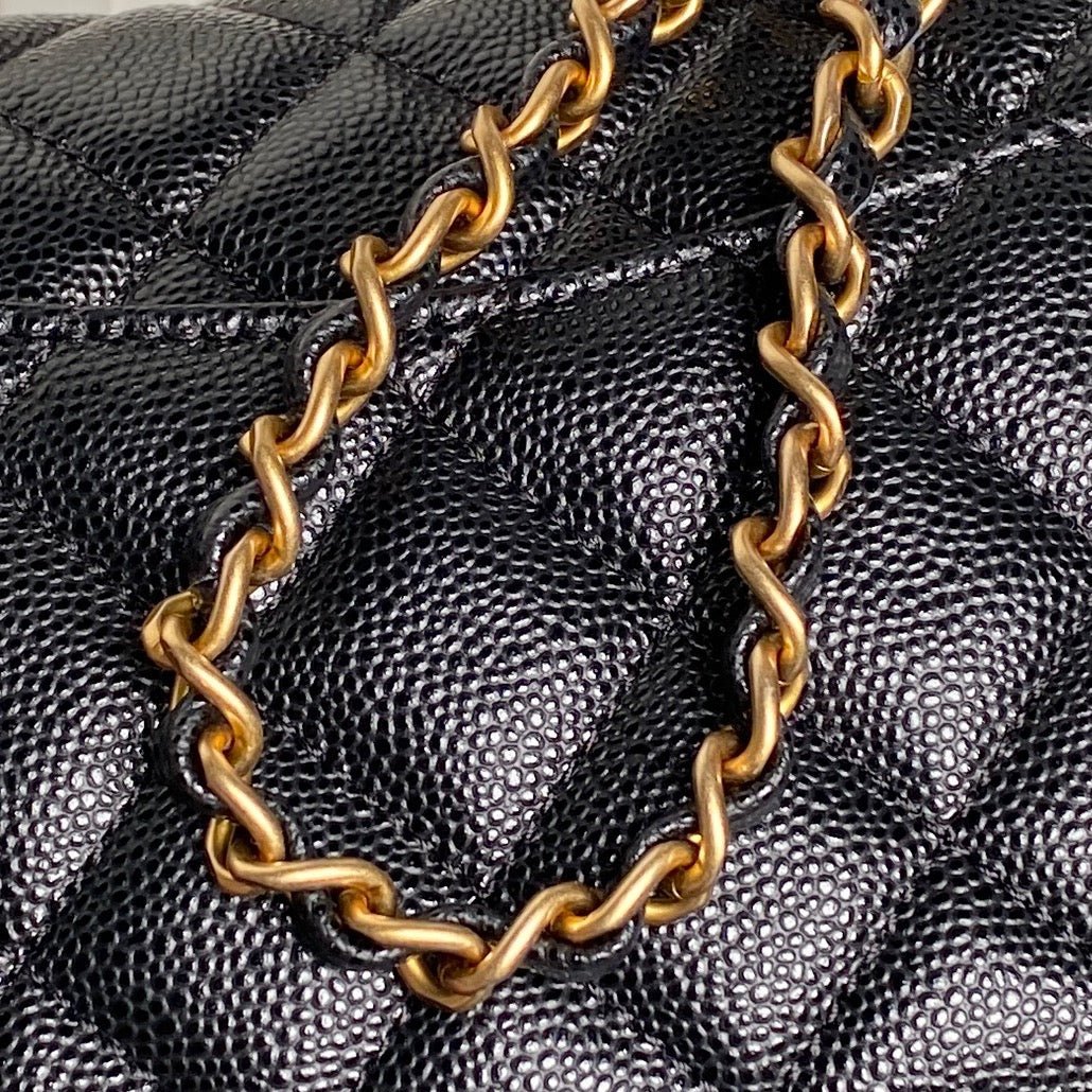 {Style No: U4YLAPKI} CHANEL 25S FLAP BAG 19 IN BLACK CALFSKIN GOLD HARDWARE - Image 9