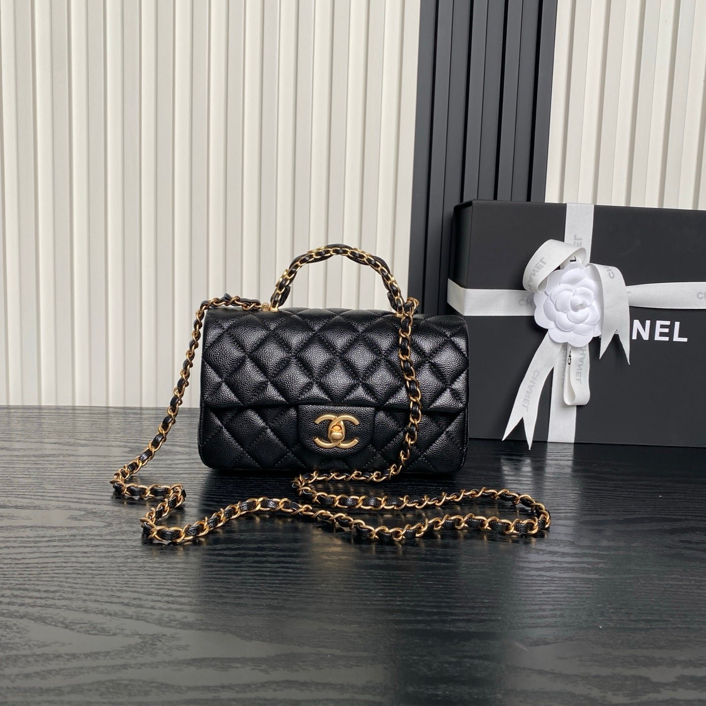 {Style No: U4YLAPKI} CHANEL 25S FLAP BAG 19 IN BLACK CALFSKIN GOLD HARDWARE