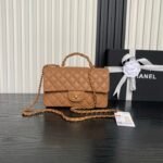 {Style No: 198VTNNJ} CHANEL 25S FLAP BAG 22 CM IN LIGHT BROWN CAVIAR WITH GOLD HARDWARE
