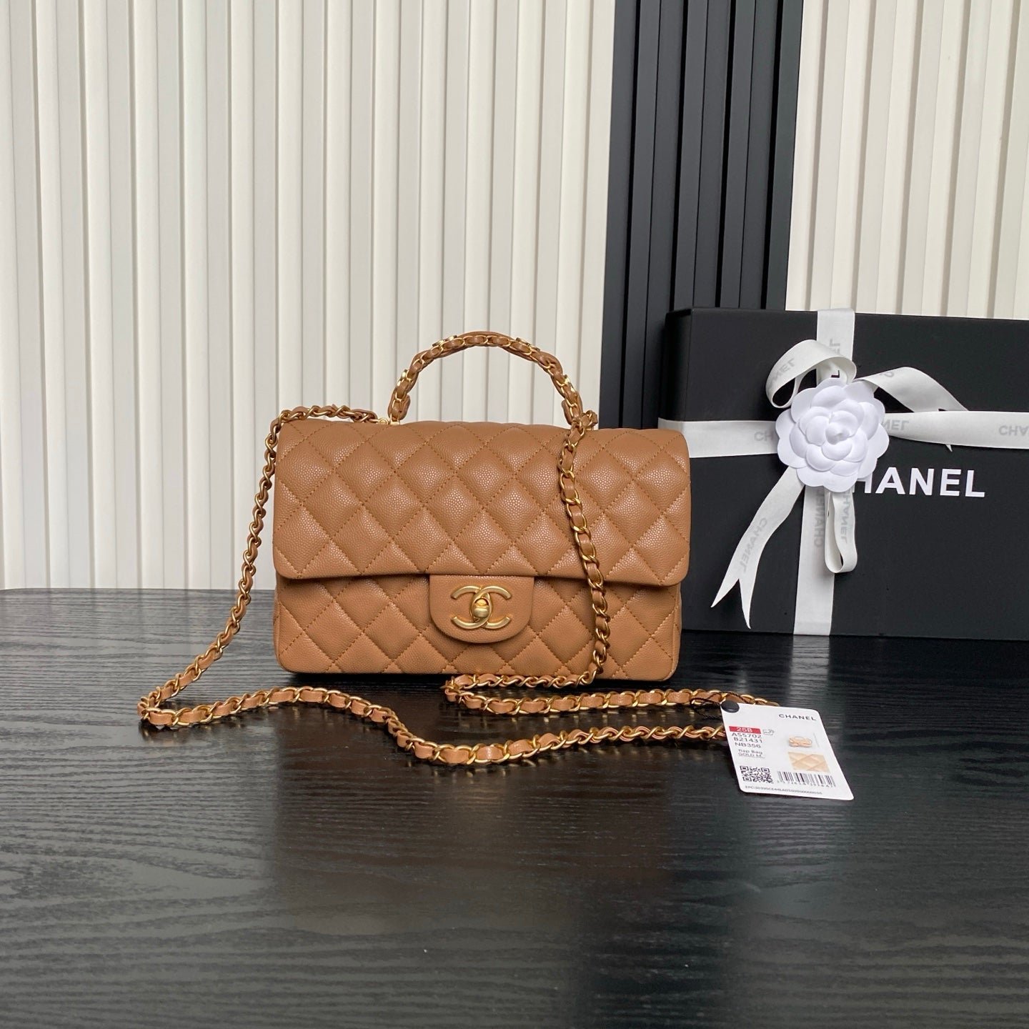 {Style No: 198VTNNJ} CHANEL 25S FLAP BAG 22 CM IN LIGHT BROWN CAVIAR WITH GOLD HARDWARE
