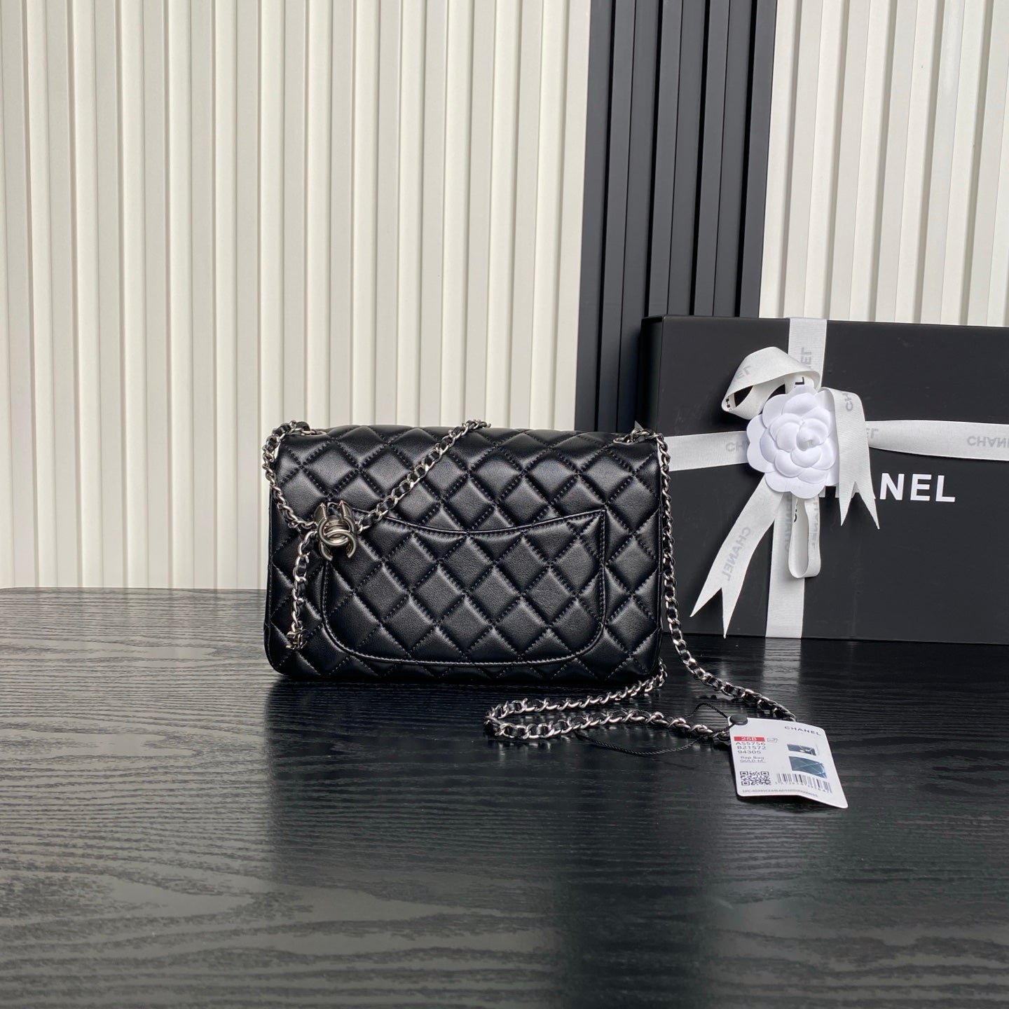 {Style No: 272YKMVZ} CHANEL 25S FLAP BAG 23 IN BLACK CALFSKIN SILVER HARDWARE - Image 2