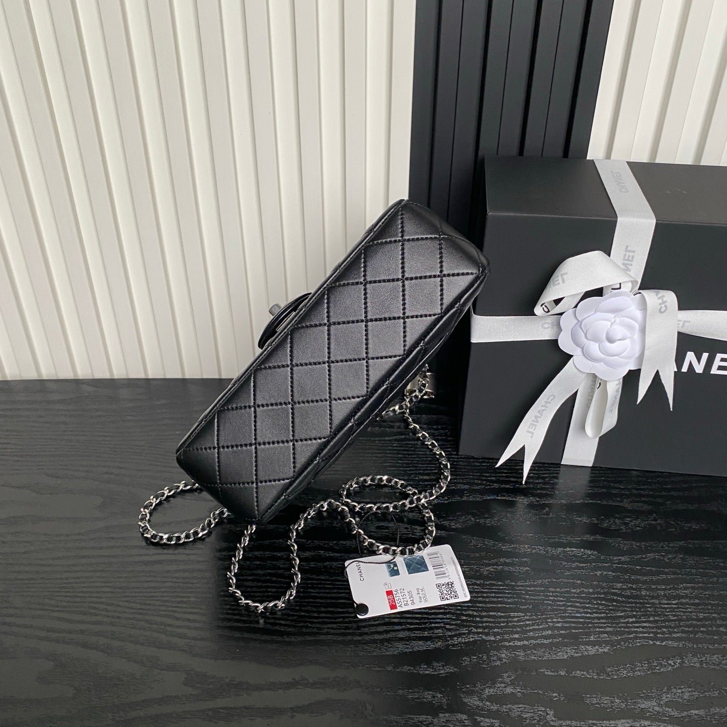 {Style No: 272YKMVZ} CHANEL 25S FLAP BAG 23 IN BLACK CALFSKIN SILVER HARDWARE - Image 7