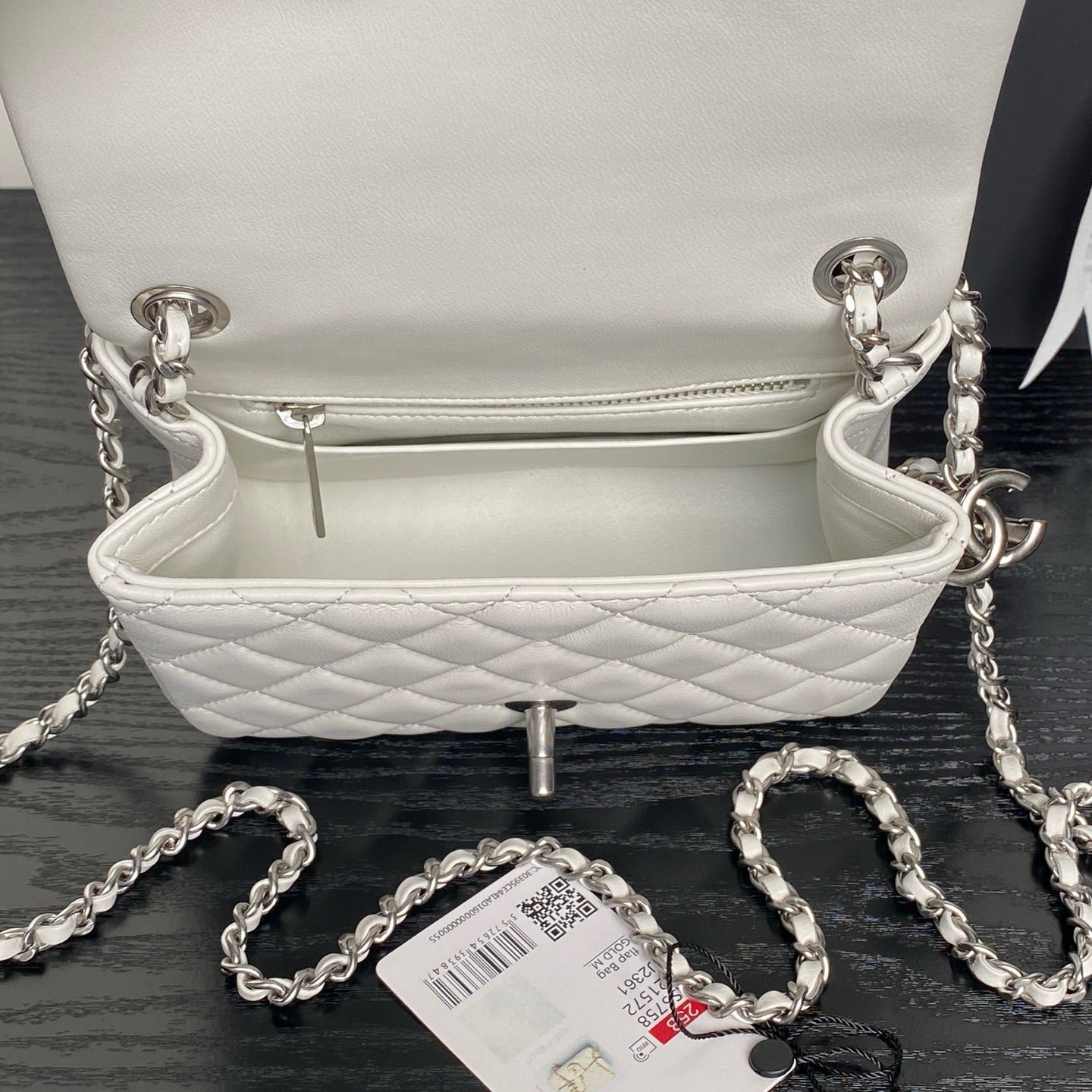 {Style No: FGK85GIA} CHANEL 25S MINI FLAP BAG 18 IN WHITE CALFSKIN - Image 6