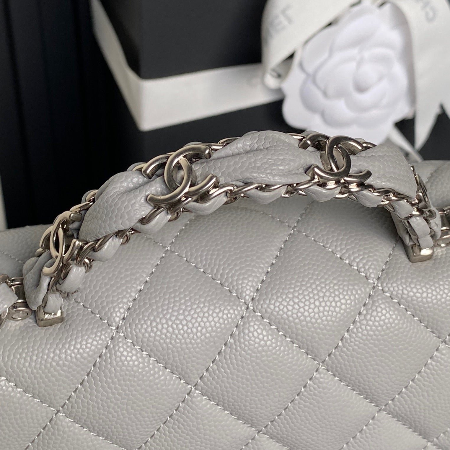 {Style No: NBBT2MTP} CHANEL 25S FLAP BAG 19 IN CHARCOAL GRAY CALFSKIN SILVER HARDWARE - Image 4