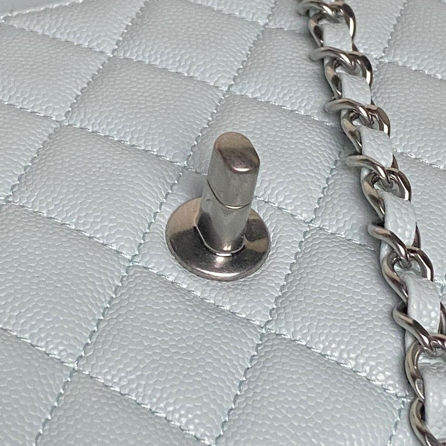 {Style No: 6C7ZNGP6} CHANEL 25S FLAP BAG 22 IN SLATE BLUE CALFSKIN SILVER HARDWARE - Image 8