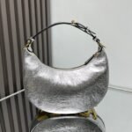 {Style No: 57AKZB19} FENDIGRAPHY MEDIUM 29 IN SILVER METALLIC SMOOTH LAMBSKIN GOLD HARDWARE
