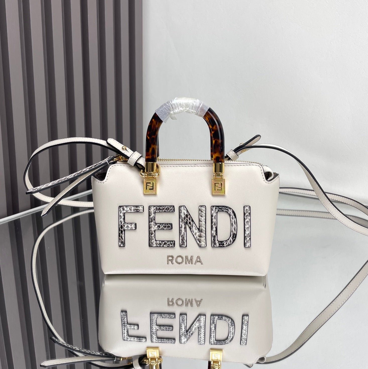 {Style No: AGG28XST} BY THE WAY MINI 18 IN WHITE LAMBSKIN GOLD HARDWARE