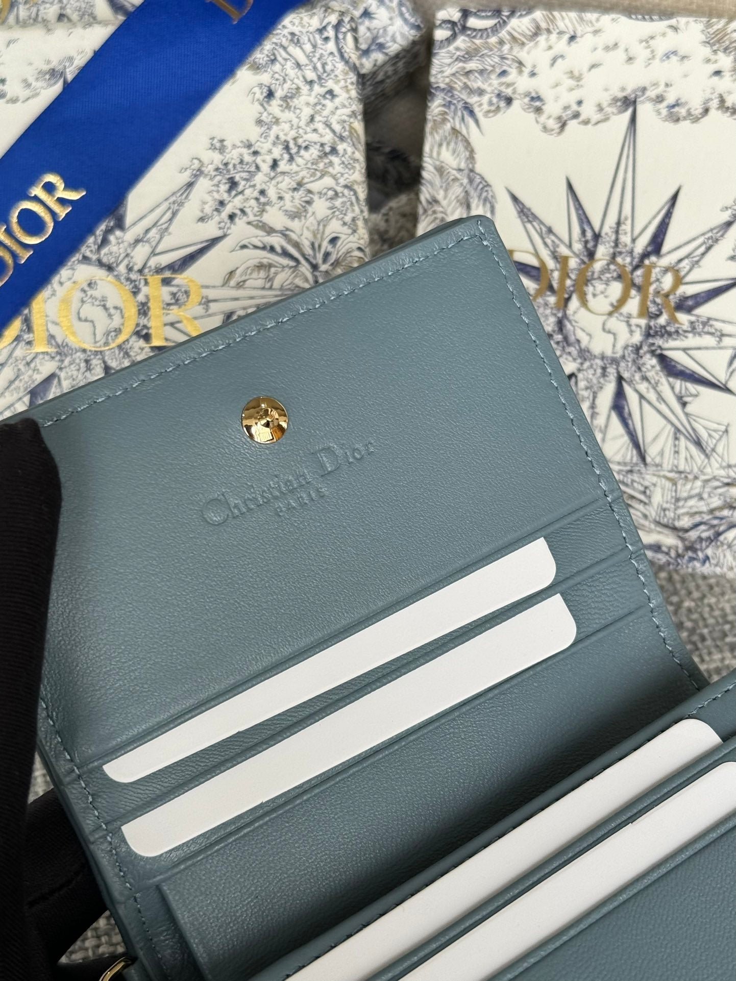 {Style No: ASGWGJFT} MINI LADY GARDENIA WALLET 11 IN SLATE GREY QUILTED CALFSKIN - Image 3