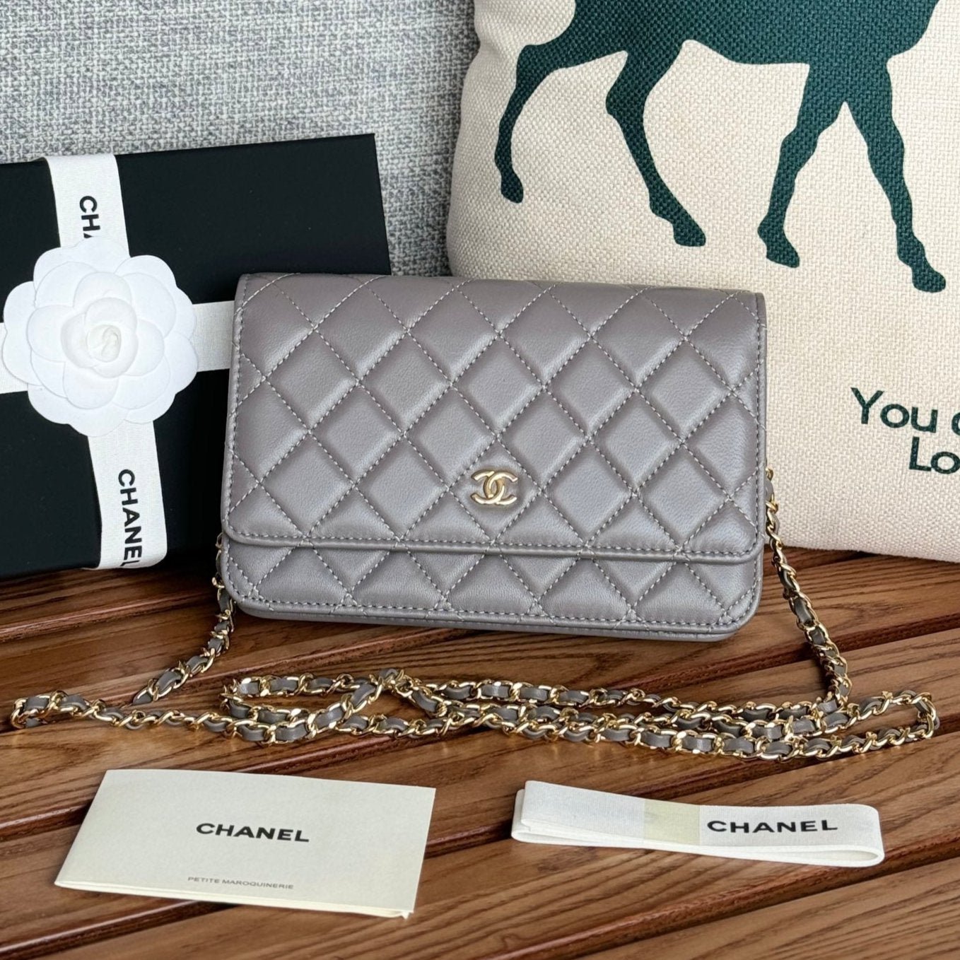 {Style No: BH14BZ6M} CC WOC ENTRUPY 19 BAG IN SPANISH GREY CALFSKIN