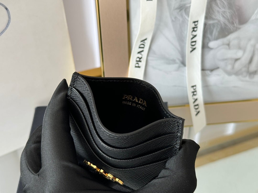 {Style No: QIGWSUYW} PRA 10 CARD HOLDER IN BLACK CALFSKIN - Image 7