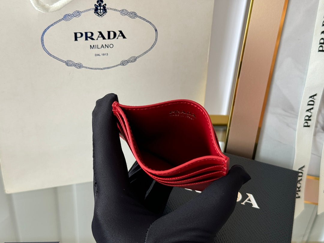 {Style No: 2BU7QPUN} PRA 10 CARD HOLDER IN CHERRY RED CALFSKIN - Image 9