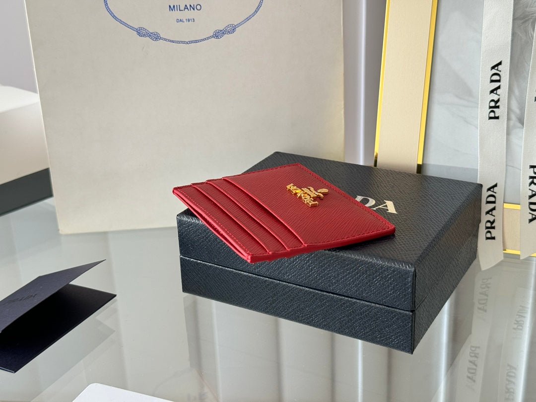 {Style No: 2BU7QPUN} PRA 10 CARD HOLDER IN CHERRY RED CALFSKIN - Image 5