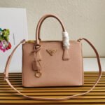 {Style No: JSNJIZVB} PRA GALLERIA 28 BAG IN DESERT BEIGE SAFFIANO LEATHER