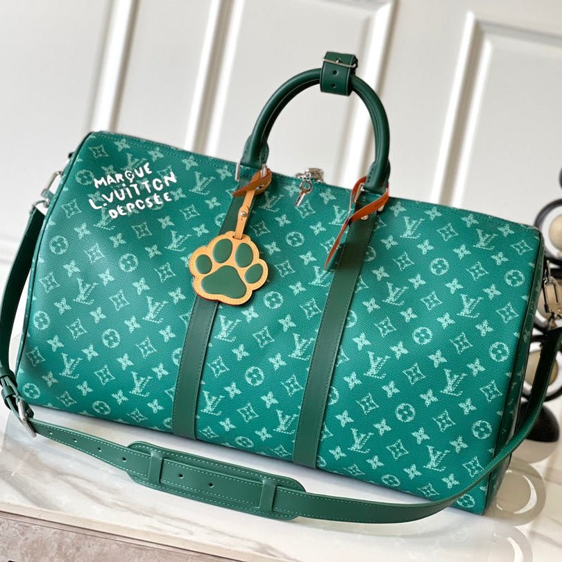 {Style No: WXF7WEF9} KEEPALL BANDOULIÈRE 50 IN GREEN MONOGRAM HERITAGE CANVAS