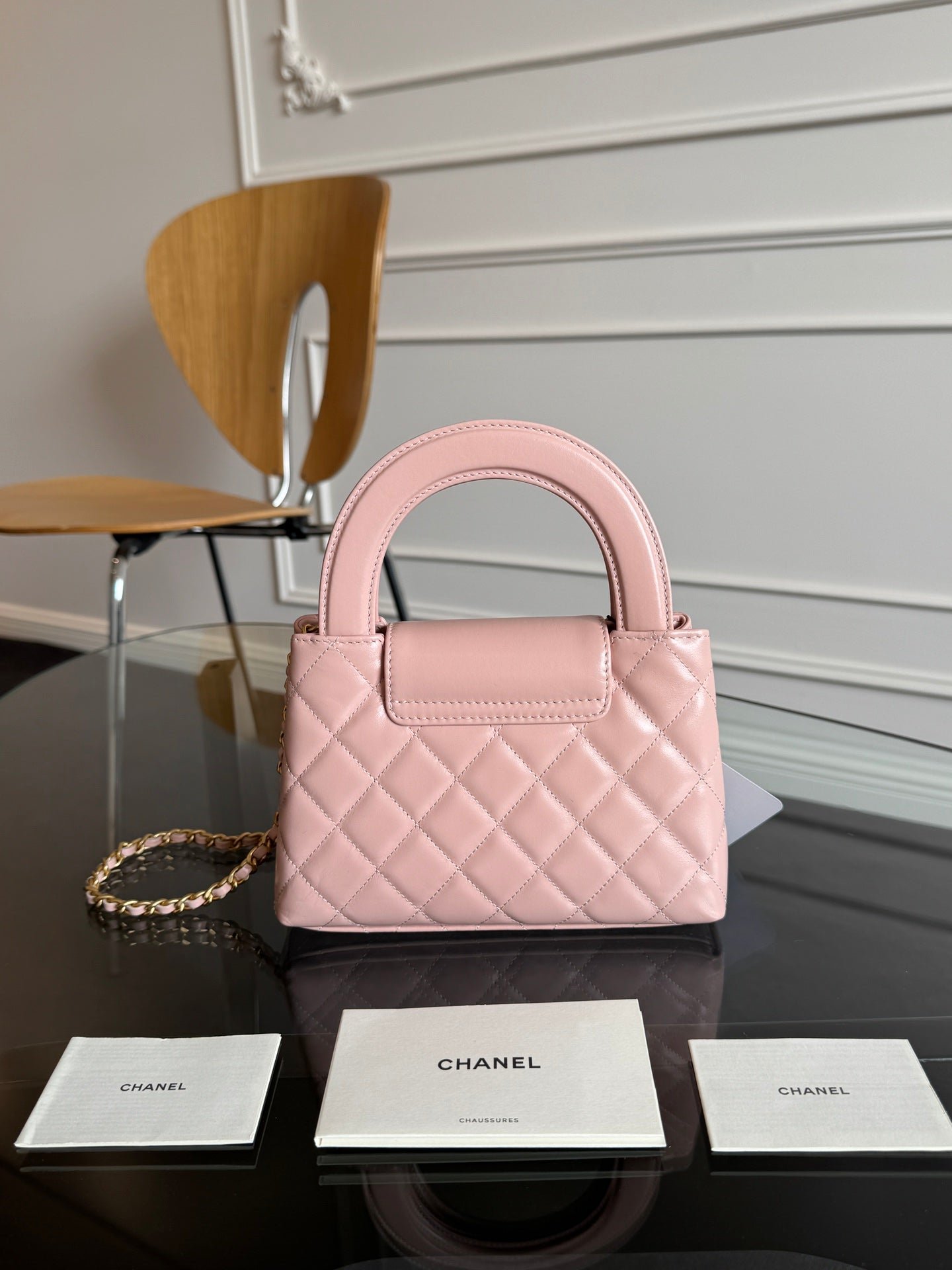 {Style No: XDYZBG93} KELLY SHOPPING BAG 19 IN LIGHT PINK CALFSKIN GOLD HARDWARE - Image 8