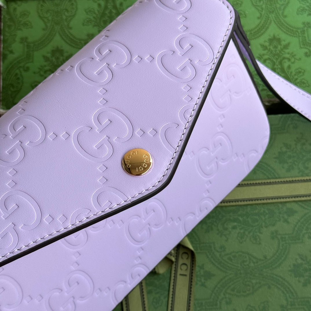 {Style No: PKYFX291} SUPER MINI SHOULDER BAG 21 IN LIGHT VIOLET EMBOSSED CALFSKIN - Image 5