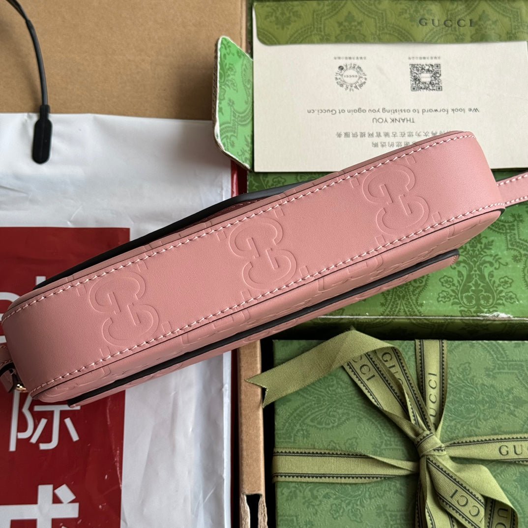 {Style No: 1VOM79ME} SUPER MINI SHOULDER BAG 21 IN BALLERINA PINK EMBOSSED CALFSKIN - Image 4