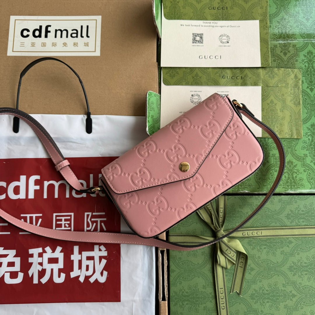 {Style No: 1VOM79ME} SUPER MINI SHOULDER BAG 21 IN BALLERINA PINK EMBOSSED CALFSKIN - Image 2