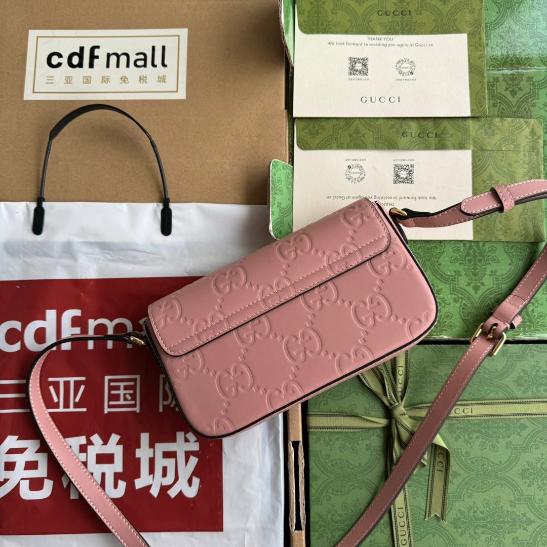 {Style No: 1VOM79ME} SUPER MINI SHOULDER BAG 21 IN BALLERINA PINK EMBOSSED CALFSKIN - Image 7
