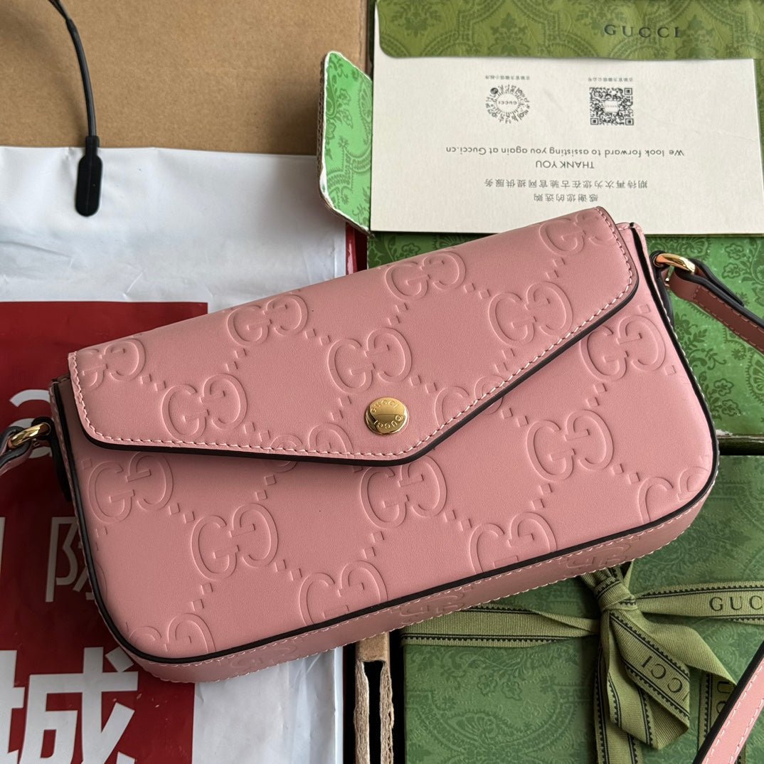 {Style No: 1VOM79ME} SUPER MINI SHOULDER BAG 21 IN BALLERINA PINK EMBOSSED CALFSKIN