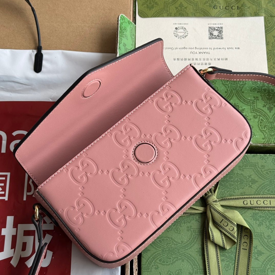 {Style No: 1VOM79ME} SUPER MINI SHOULDER BAG 21 IN BALLERINA PINK EMBOSSED CALFSKIN - Image 8