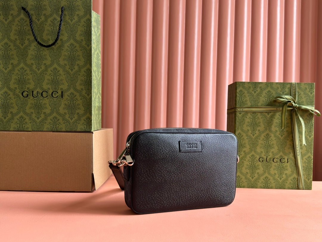 {Style No: HSCQXOFL} SMALL CROSSBODY BAG 24 WITH TAG IN BLACK CALFSKIN AND CANVAS TRIM - Image 7