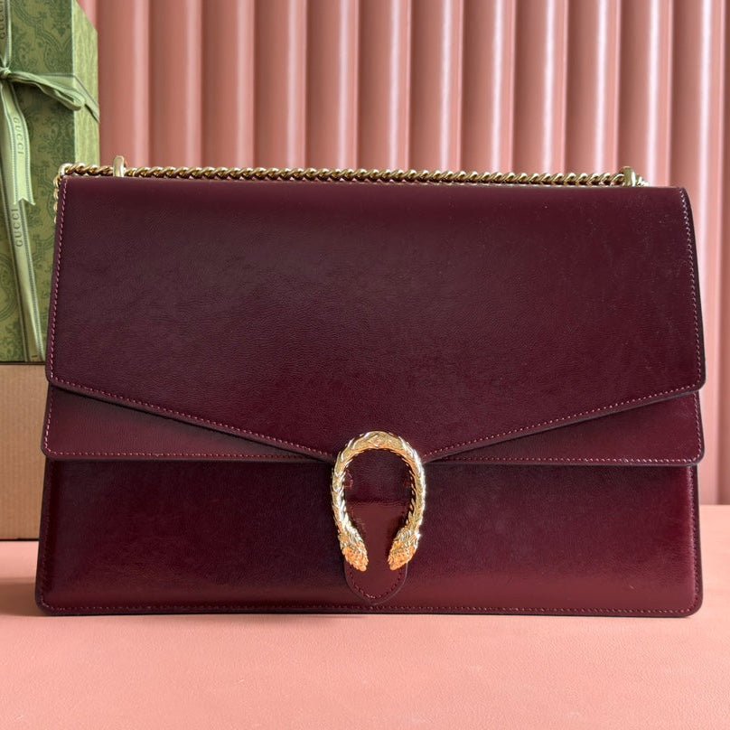 {Style No: FPTWG61N} DIONYSUS LAGRE SHOULDER BAG 42 IN ROSSO ANCORA RED GG GLOSSY LAMBSKIN