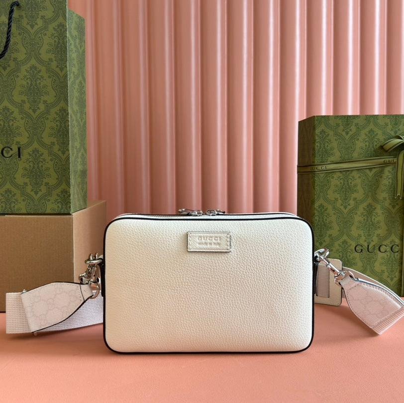 {Style No: JQ4YUL55} SMALL CROSSBODY BAG 24 WITH TAG IN WHITE CALFSKIN AND CANVAS TRIM