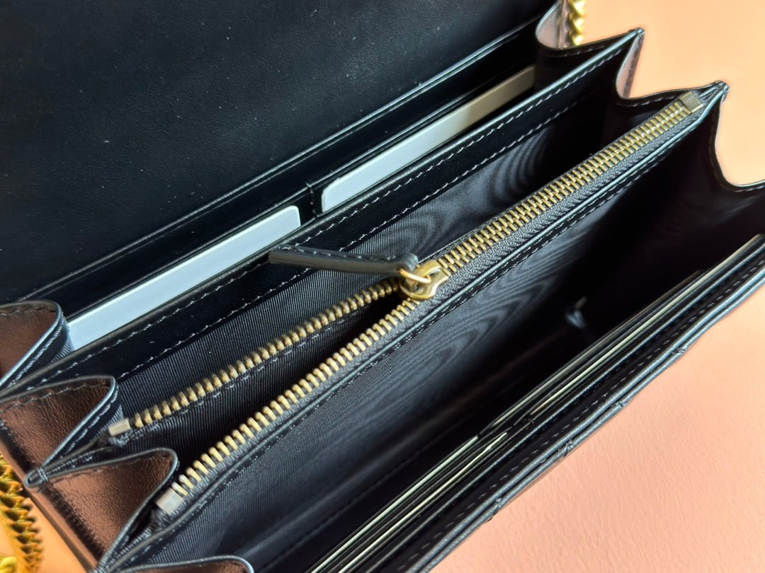 {Style No: XI43NX8I} MARMONT SMALL SHOULDER BAG 20 IN BLACK LAMBSKIN GOLD HARDWARE - Image 2