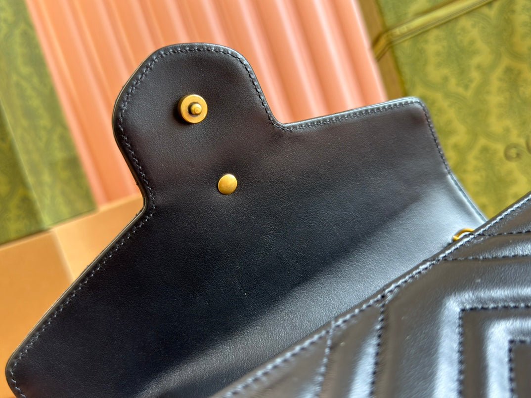 {Style No: XI43NX8I} MARMONT SMALL SHOULDER BAG 20 IN BLACK LAMBSKIN GOLD HARDWARE - Image 7