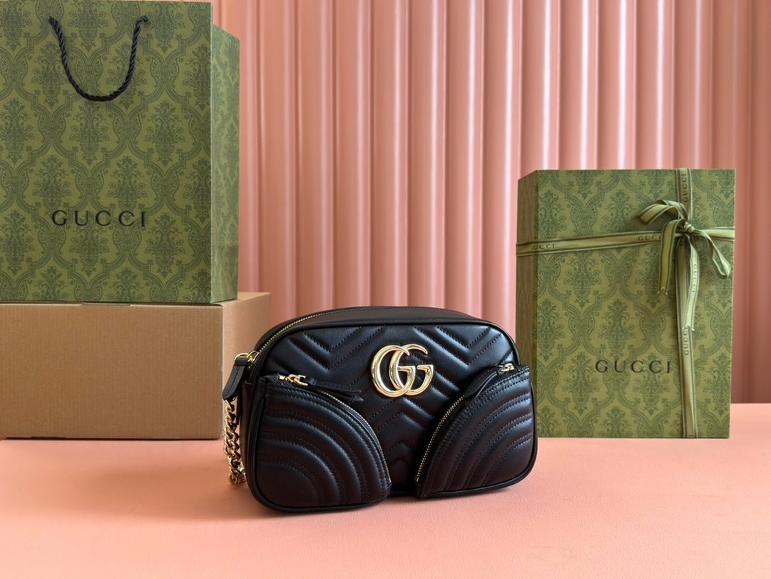 {Style No: FL8B2F15} MARMONT SMALL SHOULDER BAG 24 IN BLACK CALFSKIN GOLD HARDWARE - Image 4