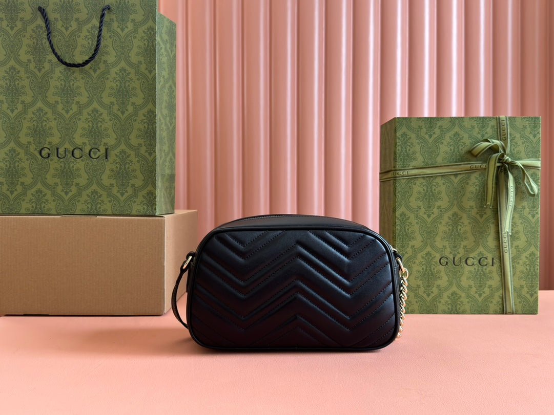{Style No: FL8B2F15} MARMONT SMALL SHOULDER BAG 24 IN BLACK CALFSKIN GOLD HARDWARE - Image 5