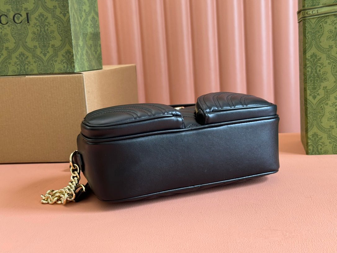 {Style No: FL8B2F15} MARMONT SMALL SHOULDER BAG 24 IN BLACK CALFSKIN GOLD HARDWARE - Image 6
