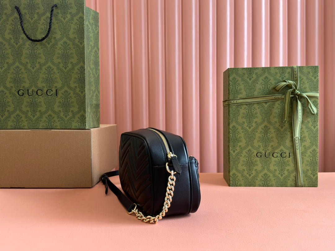 {Style No: FL8B2F15} MARMONT SMALL SHOULDER BAG 24 IN BLACK CALFSKIN GOLD HARDWARE - Image 9