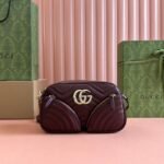 {Style No: FUID2TLR} MARMONT SMALL SHOULDER BAG 24 IN WINE RED CALFSKIN GOLD HARDWARE