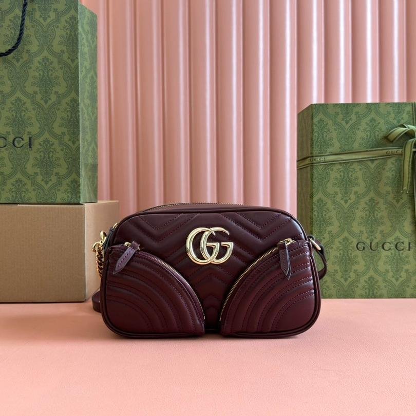 {Style No: FUID2TLR} MARMONT SMALL SHOULDER BAG 24 IN WINE RED CALFSKIN GOLD HARDWARE