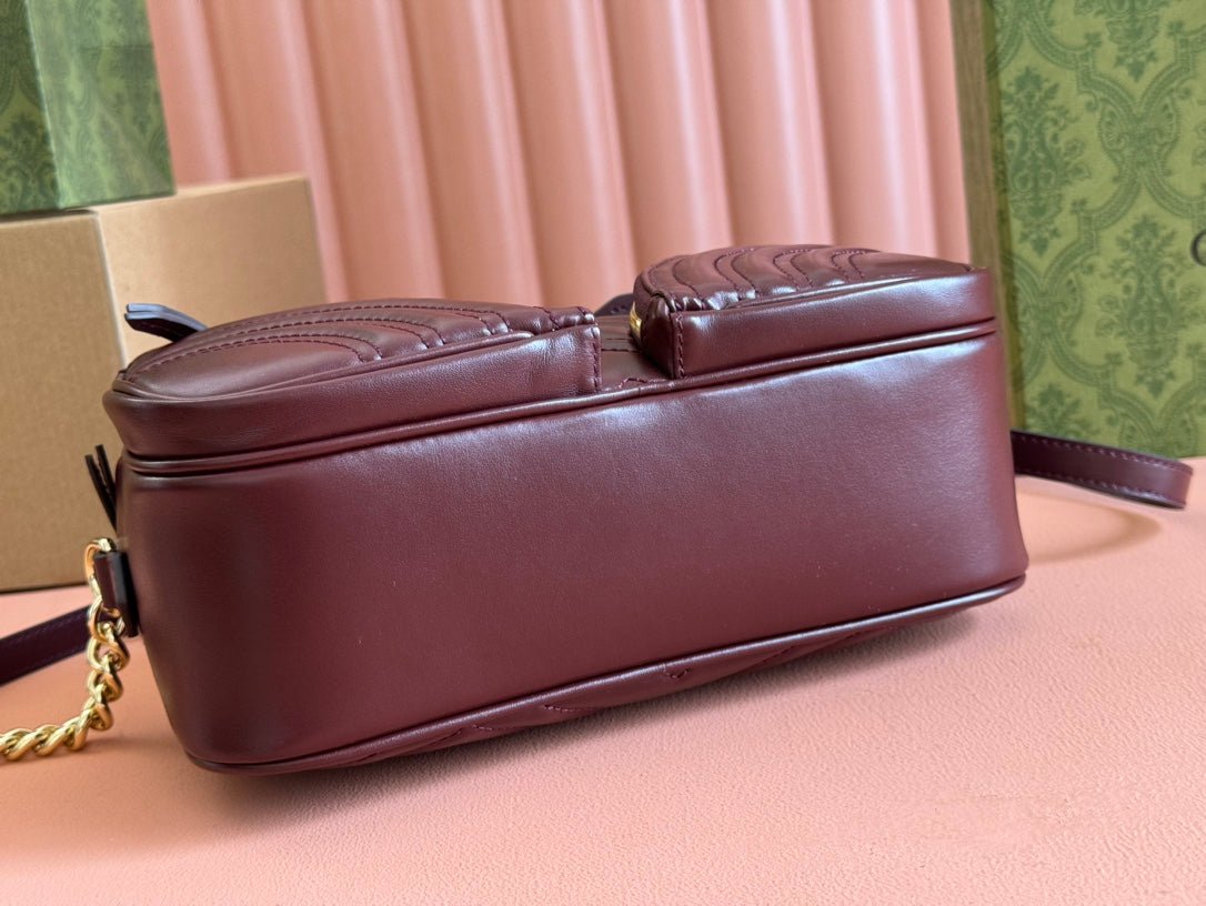{Style No: FUID2TLR} MARMONT SMALL SHOULDER BAG 24 IN WINE RED CALFSKIN GOLD HARDWARE - Image 5