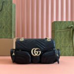 {Style No: PZDUDGUH} MARMONT SMALL MULTI-POCKET BAG 25 IN BLACK CALFSKIN GOLD HARDWARE