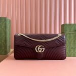 {Style No: HOVCFENB} MARMONT SHOULDER BAG 40 IN WINE RED CALFSKIN GOLD CHAIN