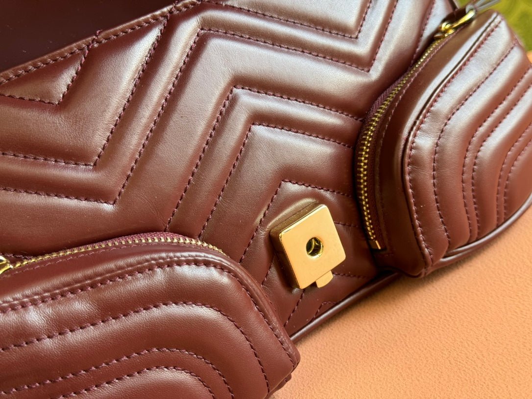 {Style No: W9YD234T} MARMONT SMALL MULTI-POCKET BAG 25 IN CURRANT RED CALFSKIN GOLD HARDWARE - Image 8