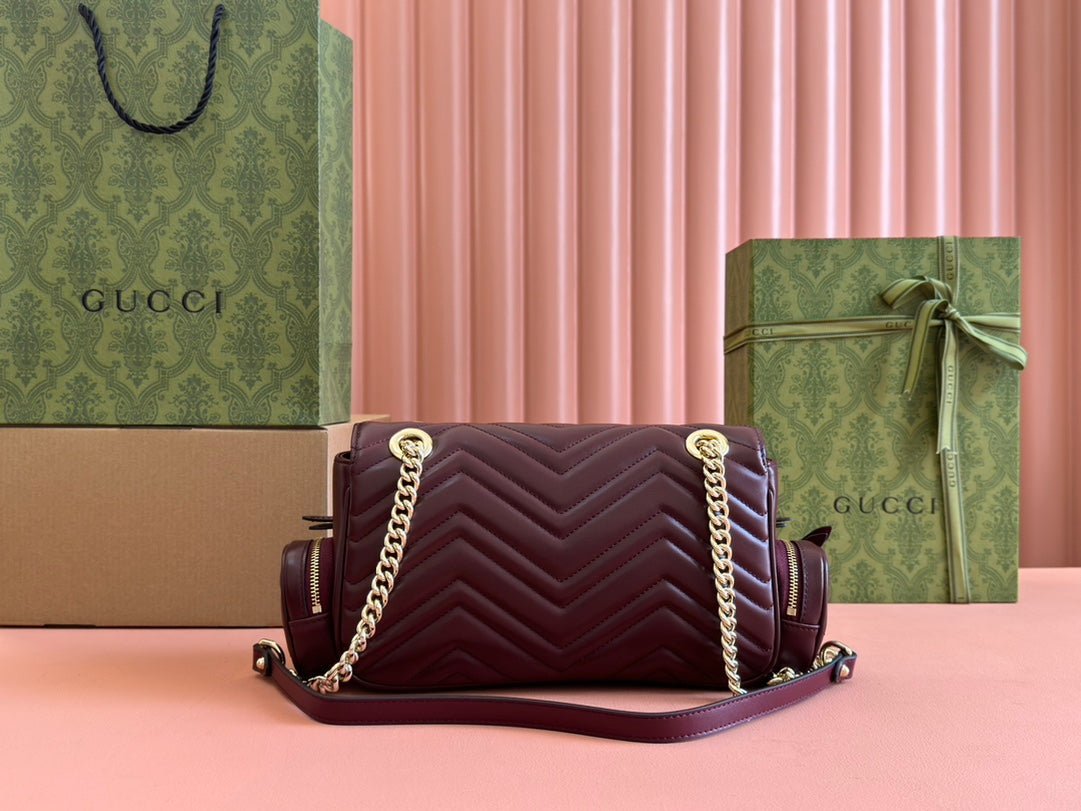 {Style No: W9YD234T} MARMONT SMALL MULTI-POCKET BAG 25 IN CURRANT RED CALFSKIN GOLD HARDWARE - Image 4
